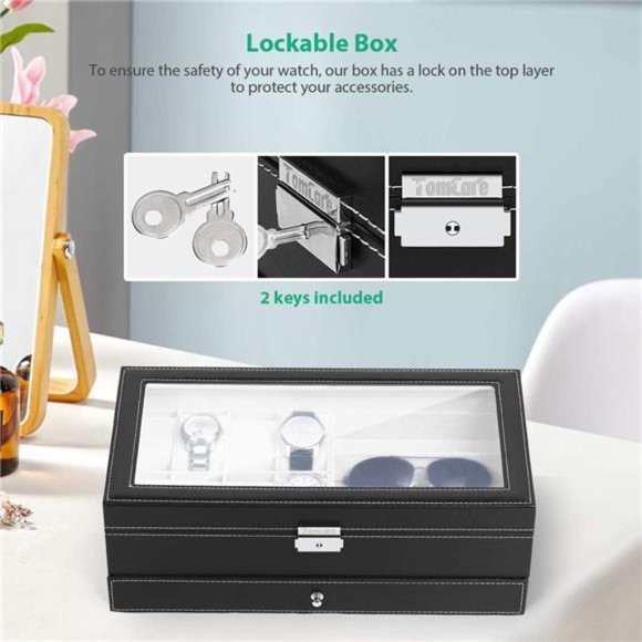 Watch Box Watch Case Organizer Holder Jewelry Box Drawer Sunglasses Display Case - Picture 6 of 6